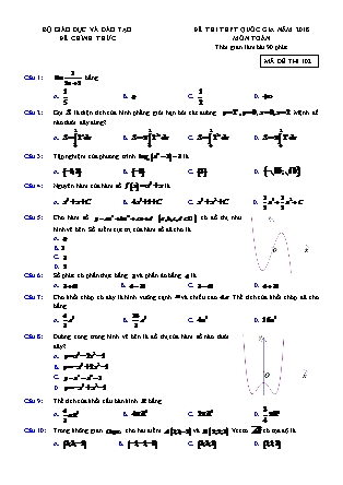 Đề thi Trung học phổ thông quốc gia môn Toán học Lớp 12 - Đề số 8 - Năm học 2016-2017
