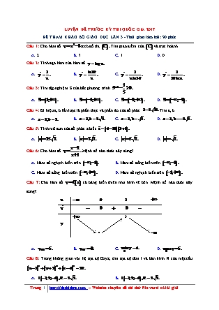 Đề thi Trung học phổ thông quốc gia môn Toán học Lớp 12 - Đề số 2 - Năm học 2016-2017