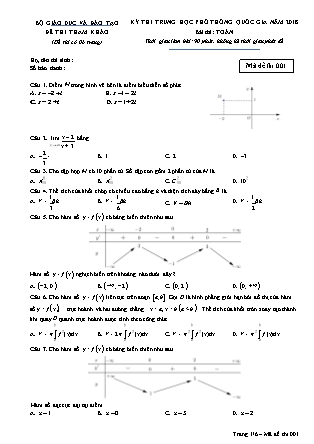 Đề thi Trung học phổ thông quốc gia môn Toán Khối 12 (Chuẩn kiến thức)