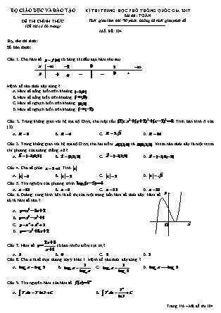 Đề thi Trung học phổ thông quốc gia môn Toán Khối 12 - Đề số 1 - Năm học 2016-2017 (Bản đẹp)