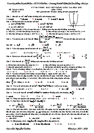 Đề thi Trung học phổ thông quốc gia môn Toán Lớp 12 - Đề số 3 - Năm học 2017-2018