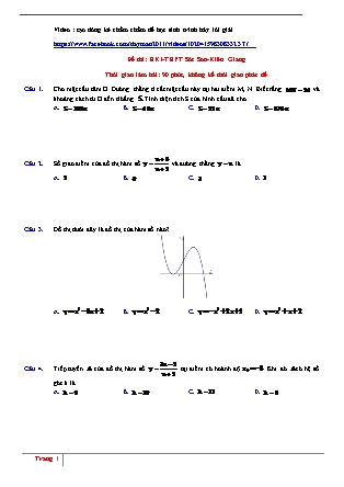Đề thi Trung học phổ thông quốc gia môn Toán Lớp 12 - Học kì I - Trường THPT Sóc Sơn