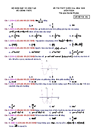 Đề thi Trung học phổ thông quốc gia môn Toán Lớp 12 - Mã đề thi 102 - Năm học 2017-2018