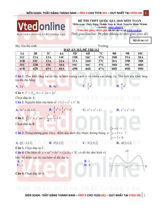 Đề thi Trung học phổ thông quốc gia môn Toán Lớp 12 - Mã đề thi 112 - Nguyễn Minh Thành