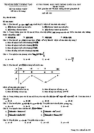 Đề thi Trung học phổ thông quốc gia môn Toán Lớp 12 - Mã đề thi 103 - Năm học 2016-2017