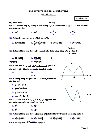 Đề thi Trung học phổ thông quốc gia môn Toán Lớp 12 - Mã đề thi 112 - Năm học 2017-2018