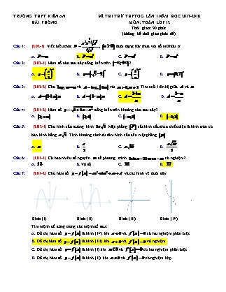 Đề thử Trung học phổ thông quốc gia Lần 1 môn Toán Lớp 12 - Trường THPT Kiến An