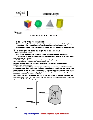 Giáo án môn Toán Lớp 12 - Bài 1: Khái niệm về khối đa diện