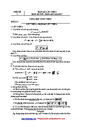 Giáo án môn Toán Lớp 12 - Bài 1: Lũy thừa-Hàm số lũy thừa (Kèm đáp án)