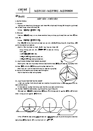 Giáo án môn Toán Lớp 12 - Bài 1: Mặt cầu-Khối cầu