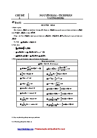 Giáo án môn Toán Lớp 12 - Bài 1: Nguyên Hàm