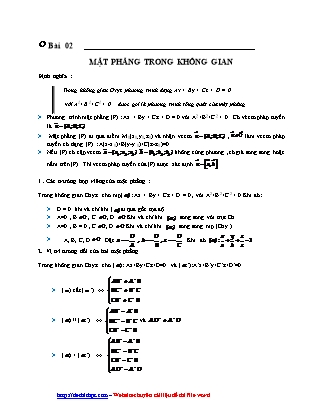 Giáo án môn Toán Lớp 12 - Bài 2: Mặt phẳng trong không gian