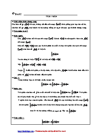 Giáo án môn Toán Lớp 12 - Bài 2: Tích phân