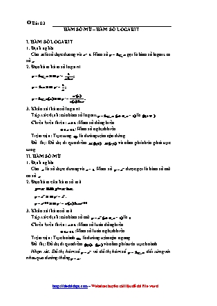 Giáo án môn Toán Lớp 12 - Bài 3: Hàm số mũ-Hàm số Logarit