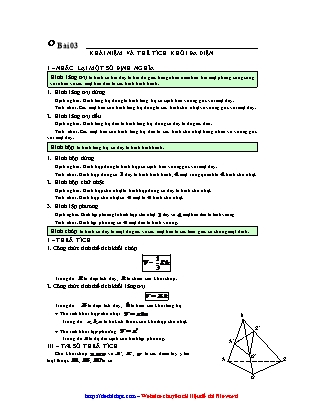 Giáo án môn Toán Lớp 12 - Bài 3: Khái niệm và thể tích khối đa diện