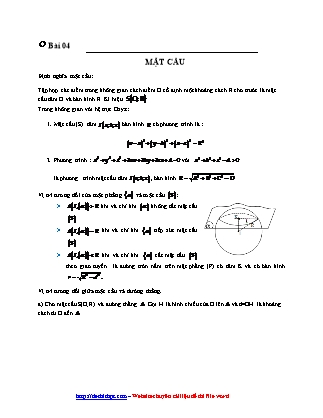 Giáo án môn Toán Lớp 12 - Bài 4: Mặt cầu