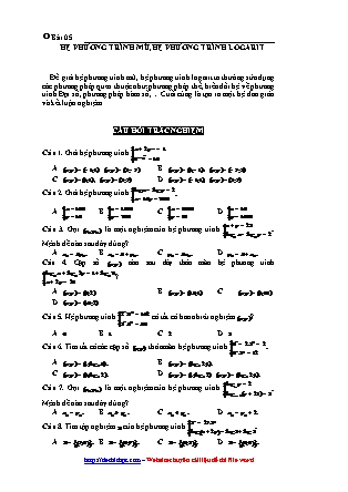 Giáo án môn Toán Lớp 12 - Bài 5: Hệ phương trình mũ, hệ phương trình Logarit
