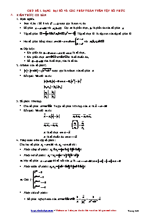 Giáo án môn Toán Lớp 12 - Chủ đề 1: Dạng đại số và các phép toán trên tập số phức