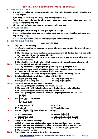 Giáo án môn Toán Lớp 12 - Chủ đề 1: Quan hệ song song trong không gian