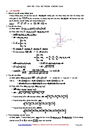 Giáo án môn Toán Lớp 12 - Chủ đề 1: Tọa độ trong không gian