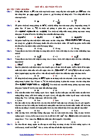 Giáo án môn Toán Lớp 12 - Chủ đề 2: Bài toán tối ưu