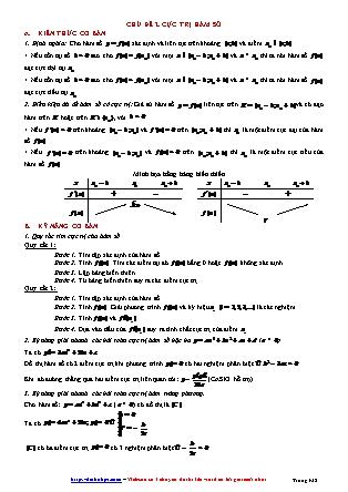 Giáo án môn Toán Lớp 12 - Chủ đề 2: Cực trị hàm số