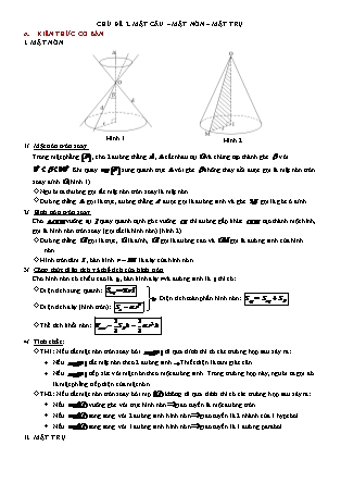 Giáo án môn Toán Lớp 12 - Chủ đề 2: Mặt cầu-Mặt nón-Mặt trụ