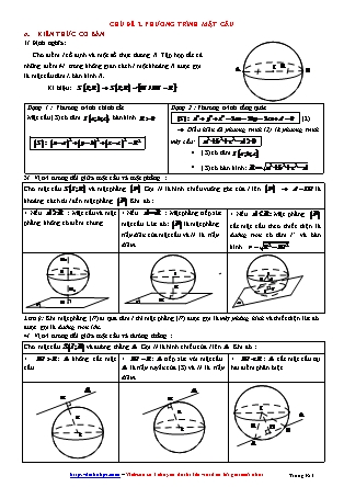 Giáo án môn Toán Lớp 12 - Chủ đề 2: Phương trình mặt cầu