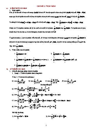 Giáo án môn Toán Lớp 12 - Chủ đề 2: Tích phân