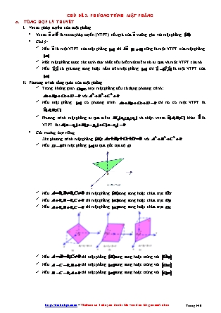 Giáo án môn Toán Lớp 12 - Chủ đề 3: Phương trình mặt phẳng