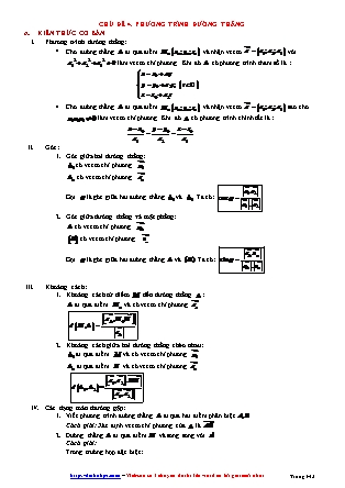 Giáo án môn Toán Lớp 12 - Chủ đề 4: Phương trình đường thẳng