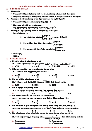 Giáo án môn Toán Lớp 12 - Chủ đề 5: Phương trình-Bất phương trình Logarit