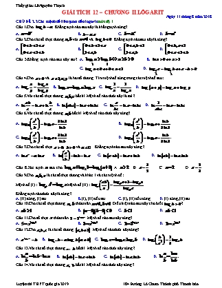 Giáo án môn Toán Lớp 12 - Chương 2: Logarit - Lê Nguyên Thạch