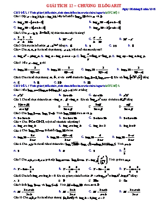 Giáo án môn Toán Lớp 12 - Chương 2: Logarit - Mức độ 1 - Lê Nguyên Thạch