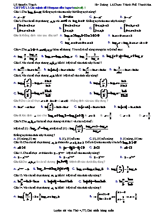 Giáo án môn Toán Lớp 12 - Chương 2: Logarit - Mức độ 4 - Lê Nguyên Thạch