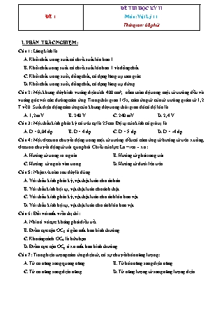 Tổng hợp 12 đề thi học kỳ II môn Vật lý 11 (Có đáp án)