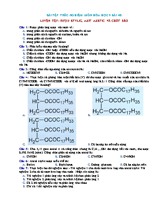 Bài tập trắc nghiệm môn Hóa học 9 - Bài 48: Luyện tập: Rượu etylic, axit axetic và chất béo (Có đáp án)