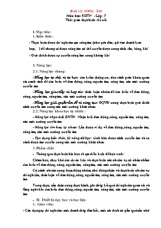 Giáo án Khoa học tự nhiên 7 (Kết nối tri thức) - Bài 12: Sóng âm