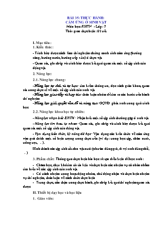 Giáo án Khoa học tự nhiên 7 (Kết nối tri thức) - Bài 35: Thực hành: Cảm ứng ở sinh vật