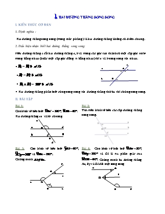 Bài tập môn Hình học Lớp 7 - Bài: Hai đường thẳng song song (Có lời giải)