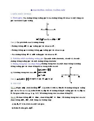 Bài tập môn Hình học Lớp 7 - Bài: Hai đường thẳng vuông góc (Có lời giải)