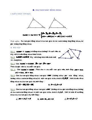 Bài tập môn Hình học Lớp 7 - Bài: Hai tam giác bằng nhau (Có lời giải)