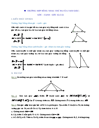 Bài tập môn Hình học Lớp 7 - Bài: Trường hợp bằng nhau thứ ba của tam giác: Góc-cạnh-góc (G.C.G) (Có lời giải)