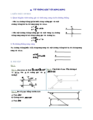 Bài tập môn Hình học Lớp 7 - Bài: Từ vuông góc tới song song (Có lời giải)