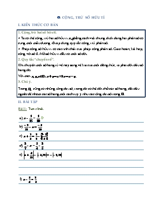 Bài tập môn Toán học Lớp 7 - Bài: Cộng, trừ số hữu tỉ (Có lời giải)