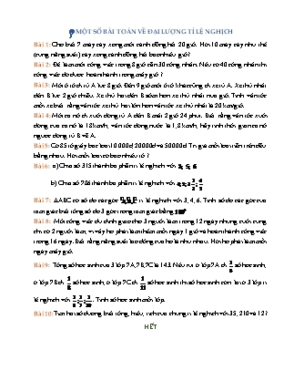 Bài tập môn Toán học Lớp 7 - Bài: Một số bài toán về đại lượng tỉ lệ nghịch (Có lời giải)