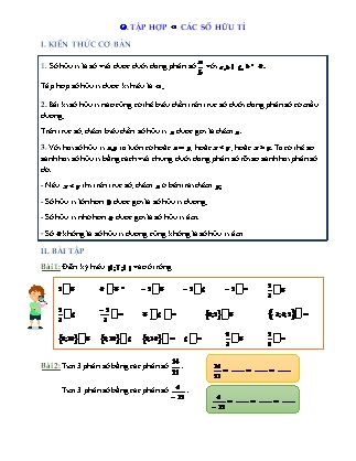 Bài tập môn Toán học Lớp 7 - Bài: Tập hợp các số hữu tỉ (Có lời giải)