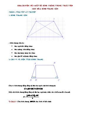 Luyện thi học sinh giỏi môn Toán Lớp 6 - Chuyên đề 1: Một số hình phẳng trong thực tiễn - Chủ đề 5: Hình thang cân (Có lời giải)