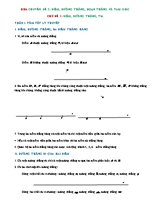 Luyện thi học sinh giỏi môn Toán Lớp 6 - Chuyên đề 3: Điểm, đường thẳng, đoạn thẳng và tam giác - Chủ đề 1: Điểm, đường thẳng, tia (Có lời giải)