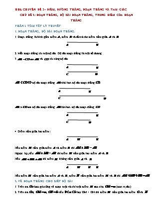 Luyện thi học sinh giỏi môn Toán Lớp 6 - Chuyên đề 3: Điểm, đường thẳng, đoạn thẳng và tam giác - Chủ đề 2: Đoạn thẳng, độ dài đoạn thẳng, trung điểm của đoạn thẳng (Có lời giải)
